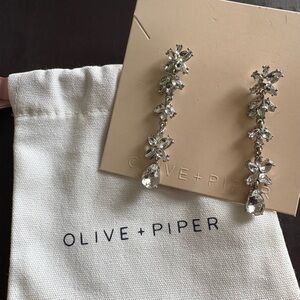 Olive + Piper Silver Crystal Drop Earrings